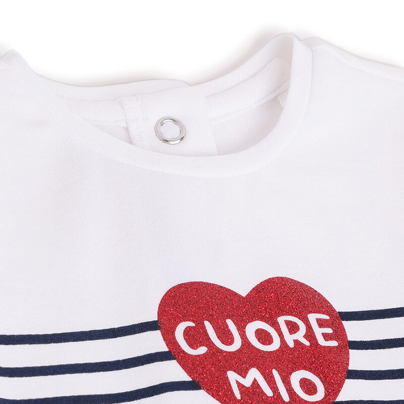 Girls White Striped Short Sleeve T-Shirt image number 2